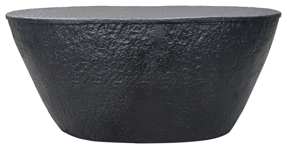 Josi 36" Coffee Table Hammered Design Matte Black Aluminum Frame