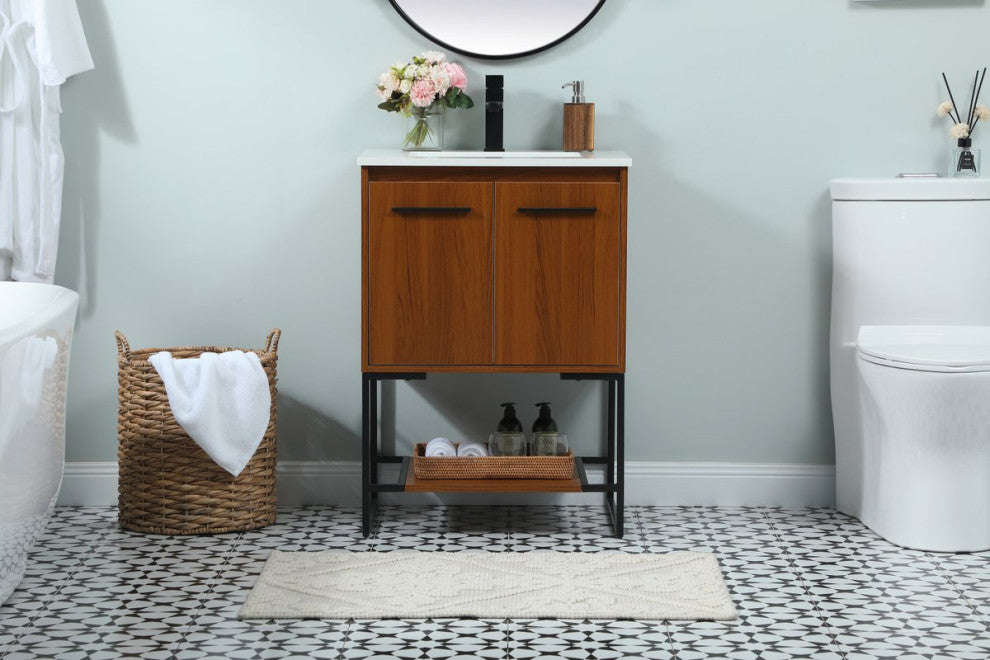 Sue 24" Single Bathroom Vanity, Teak