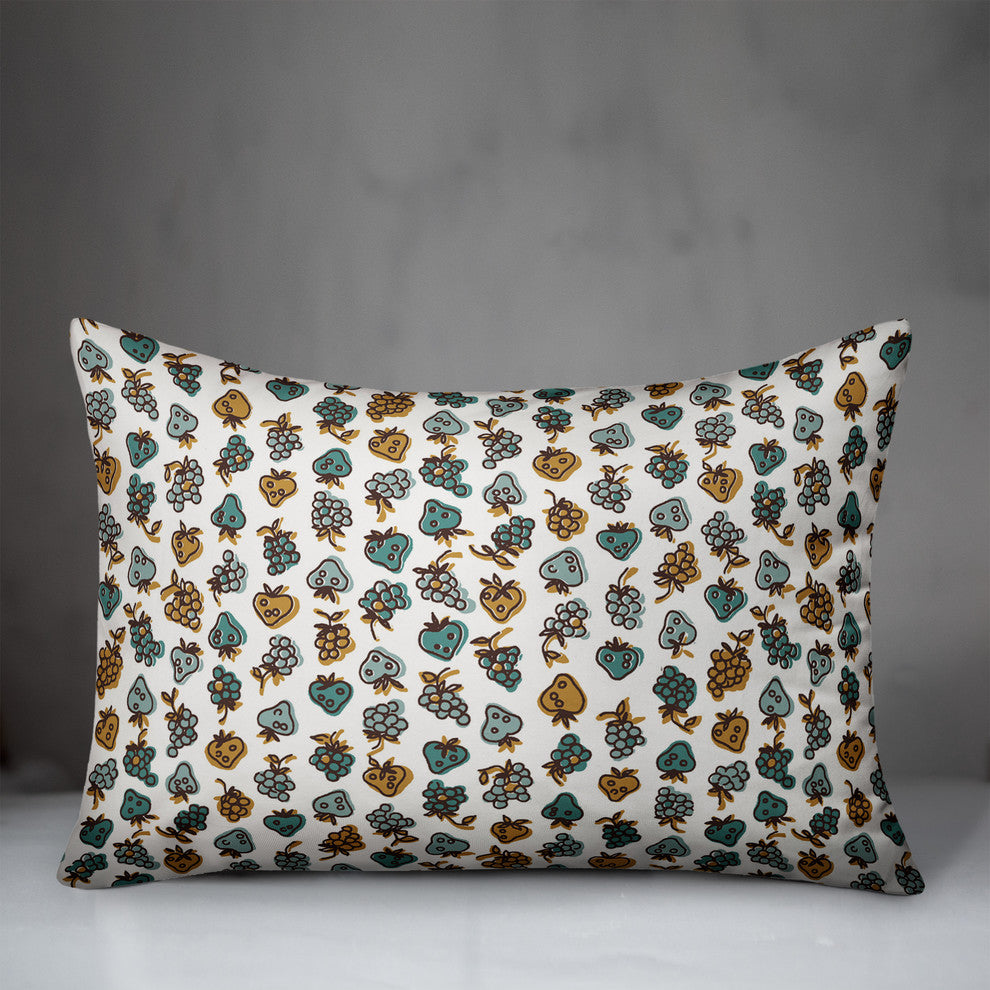 Blue Fruit Pattern Throw Pillow