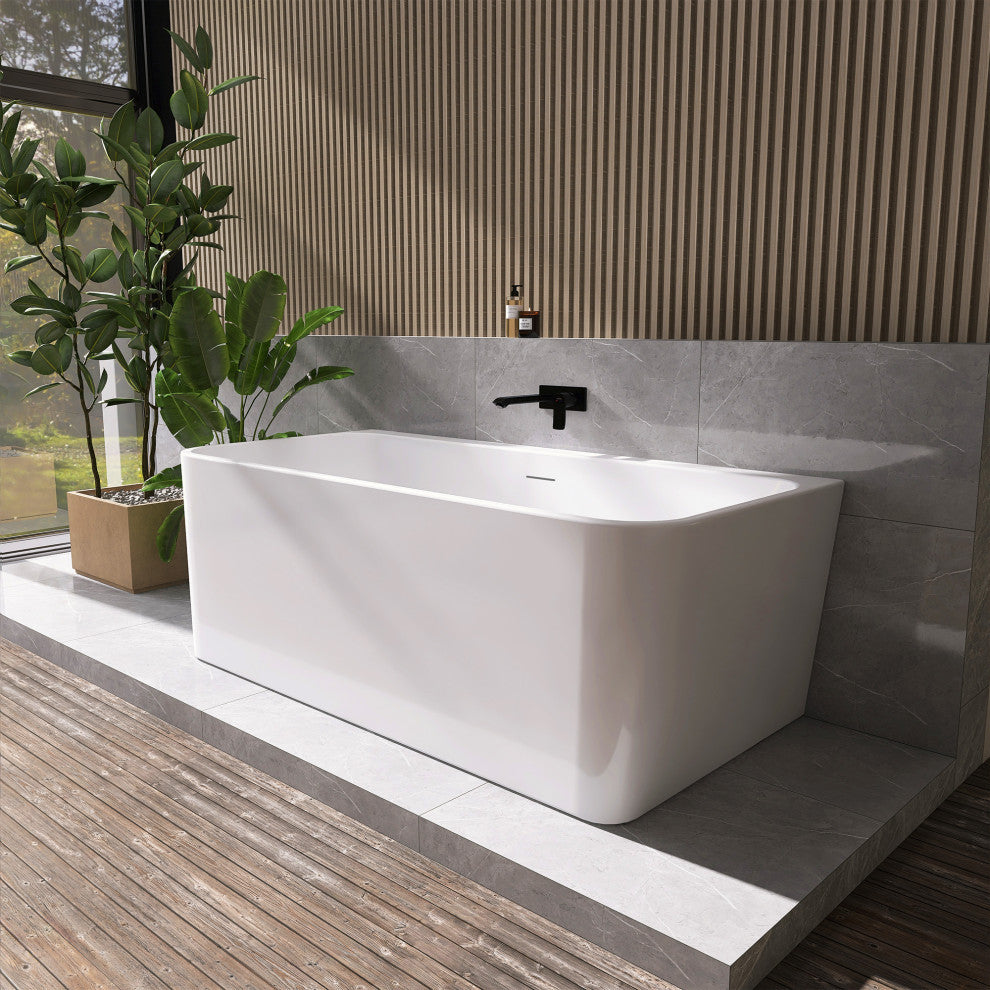 Lilac Flat Bottom Freestanding Acrylic Soaking Bathtub