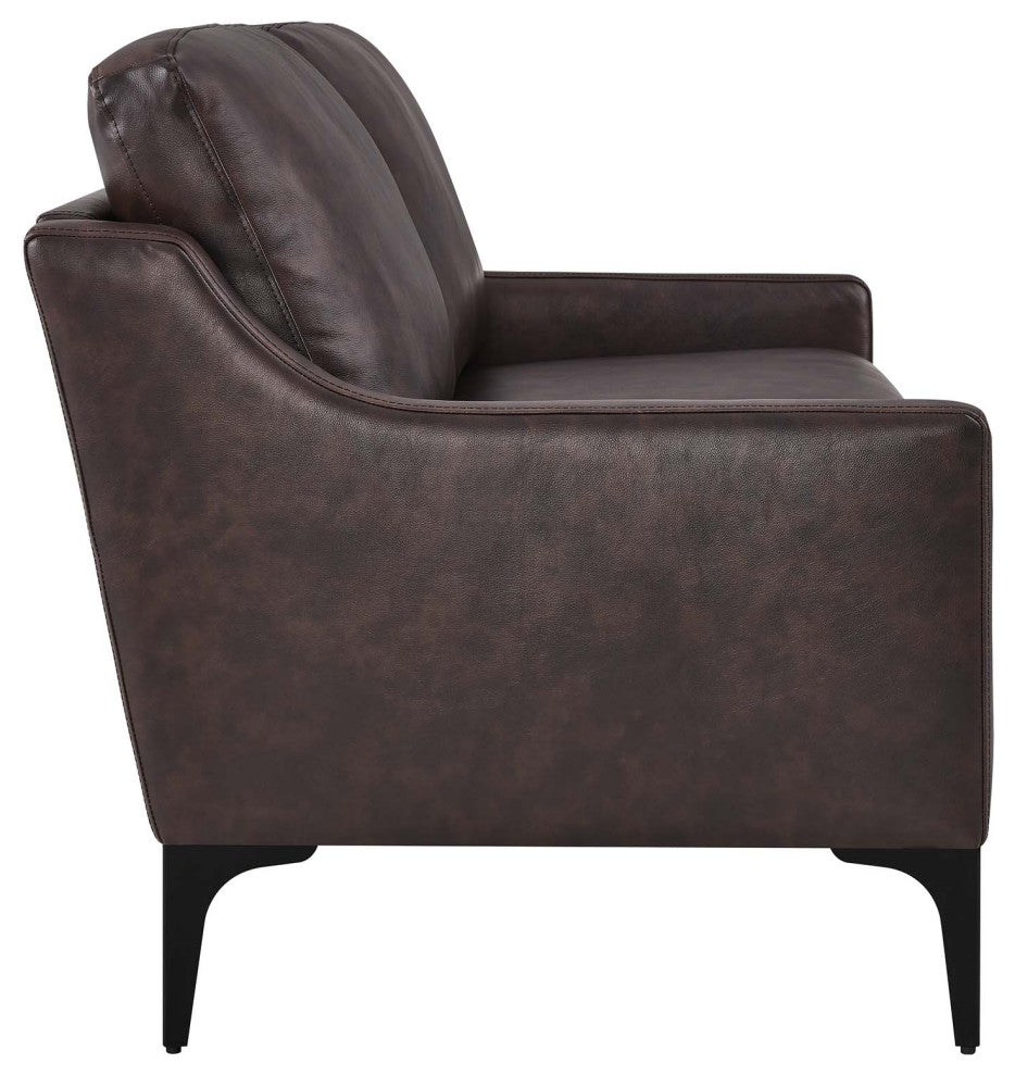 Corland Leather Loveseat, Brown
