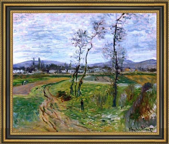 Claude Oscar Monet a Field at Gennevilliers Framed Premium Canvas Print, 20"x25"