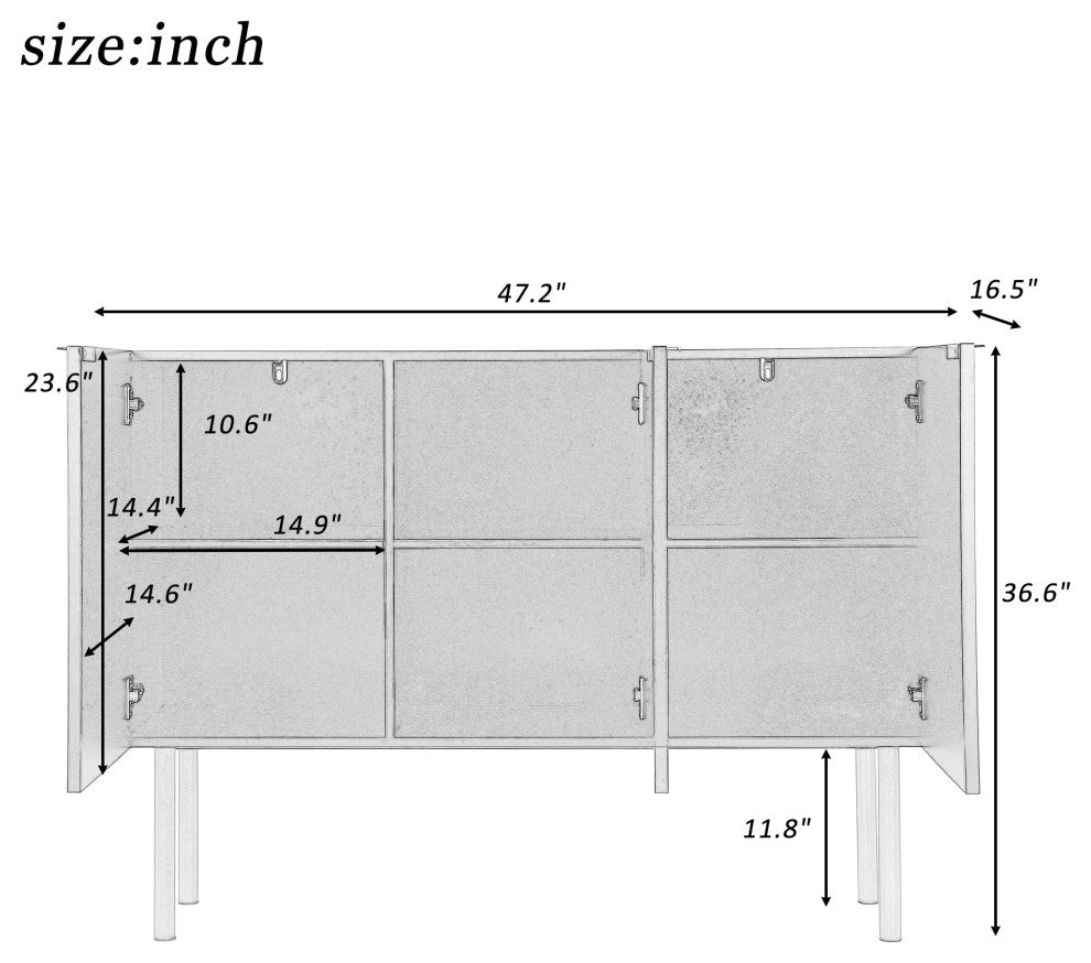 TATEUS 47" Modern dining Buffets sideboard Kitchen Cabinet, Black