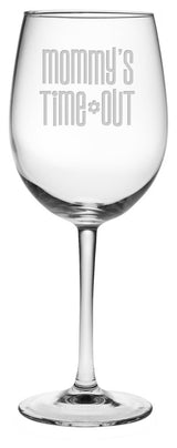 "Mommy's Time Out" Wine Glasses, Set of 4