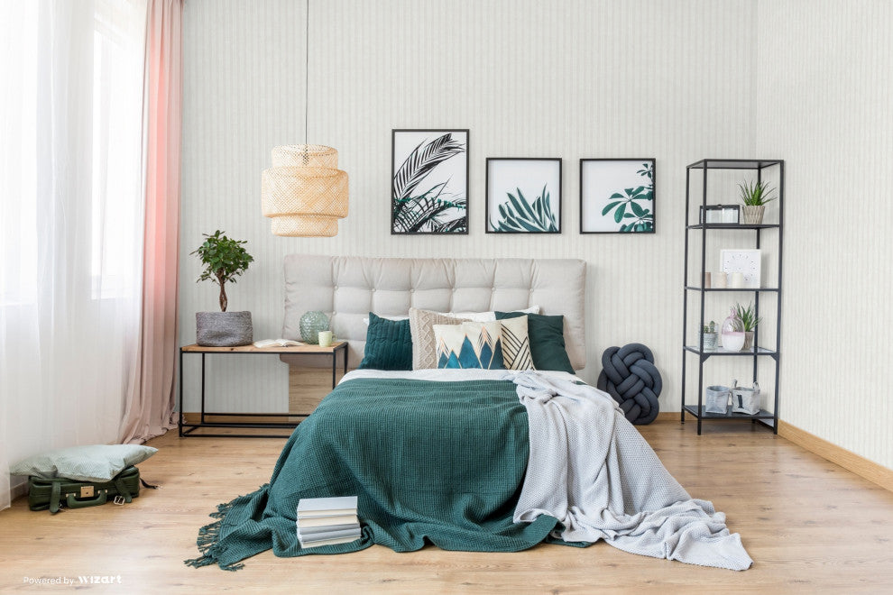 White Tonal Stripe Wallpaper