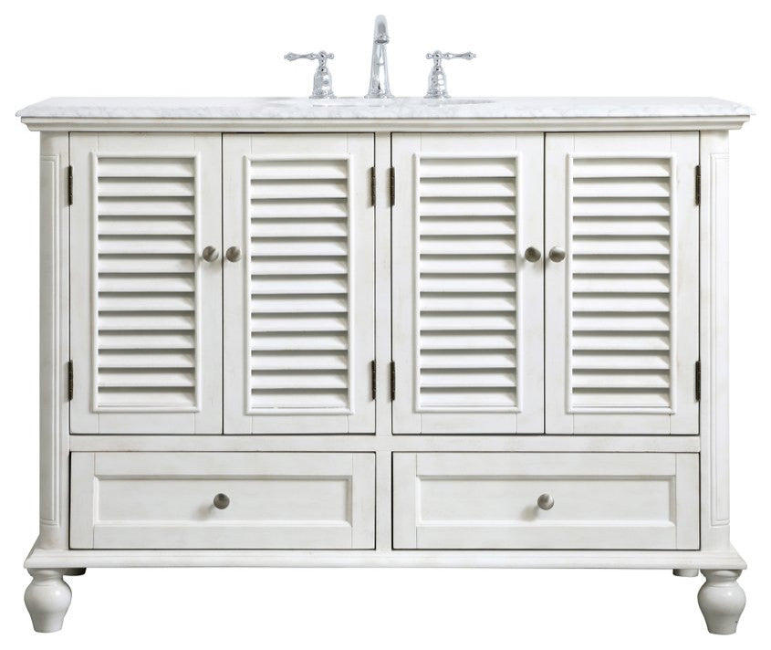 Home Living Single Bathroom Vanity, Antique White, 48"