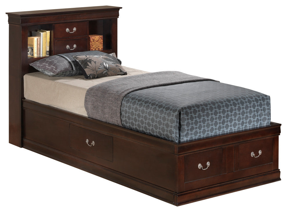 Barton Storage Bed, Cappuccino, Twin