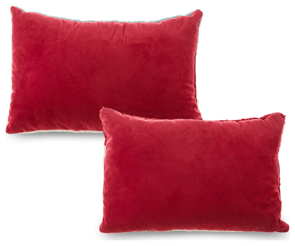 18"L Hooked Christmas Pillow Throw Xmas Pillows, Cat & Dog, 2-Piece Set