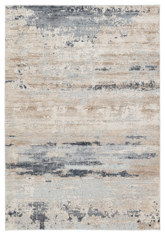 Ronan Abstract Beige/ Gray Area Rug, 2'6"x10'