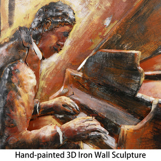 "Piano & Dance" Mixed Media Iron Hand Painted Dimensional Wall Art