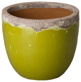 Lime Ceramic Reef Round Planter, 28" Diameter