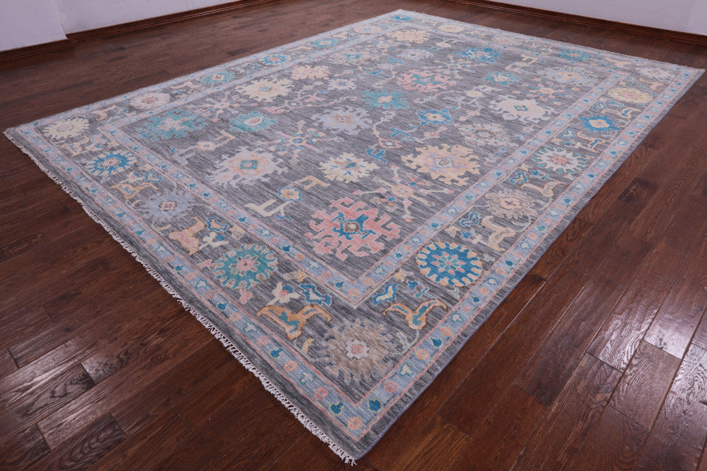 Hand Knotted Turkish Oushak Wool Rug 10' 2" X 13' 8" - Q14961