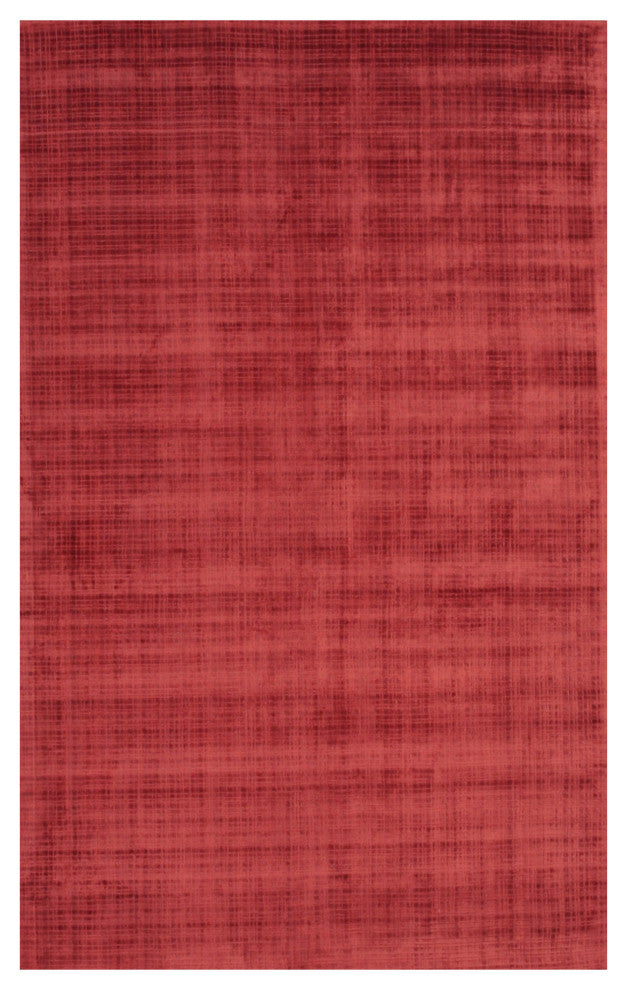 Handwoven Viscose Red Contemporary Solid Milano Rug, 7'9x9'9