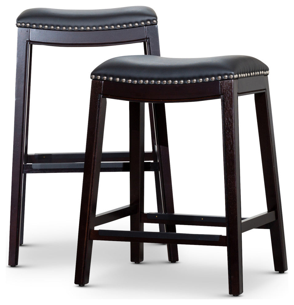 DTY Indoor Living Durango Bonded Leather Saddle Stool, Espresso Finish, 24"