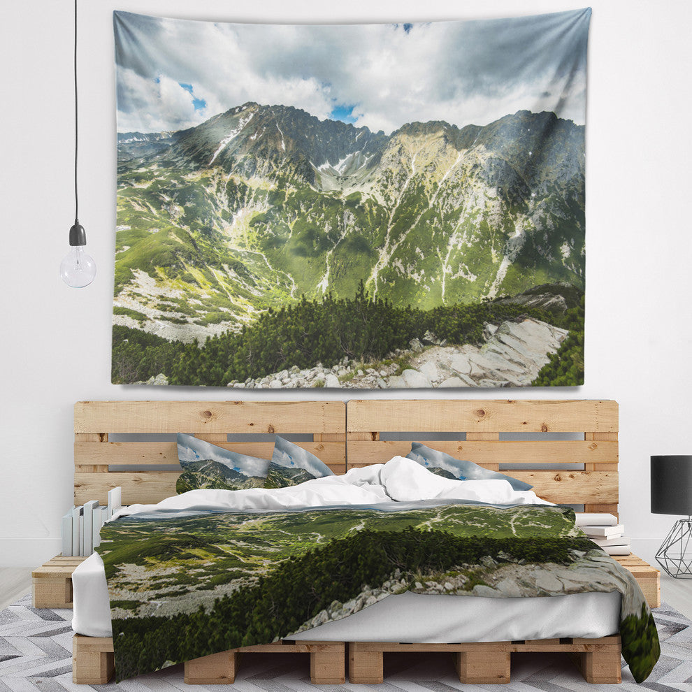 Panoramic Vista Over Mountains Landscape Wall Tapestry, 39"x32"