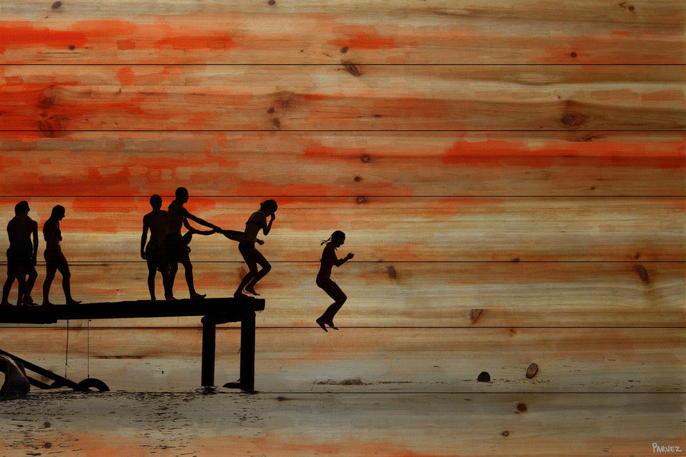 "Caught Ya" Print on Natural Pine Wood, 45"x30"