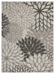7' X 10' Gray Floral Indoor Outdoor Area Rug