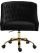 Arden Swivel and Adjustable Velvet Upholstered Office Chair, Black, Gold Base