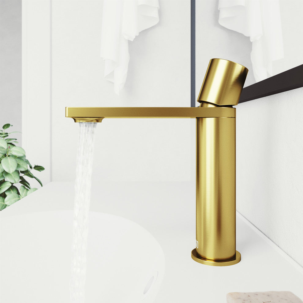 VIGO Halsey 8" H Single Handle Single Hole Bathroom Faucet, Matte Brushed Gold, Without Extras