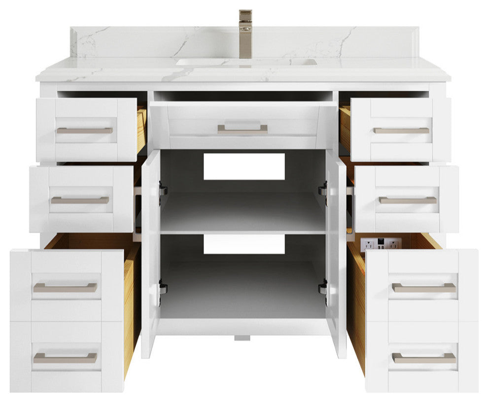 Cambridge 48 Single Sink Bath Vanity in White 1.5" Calacatta Laza