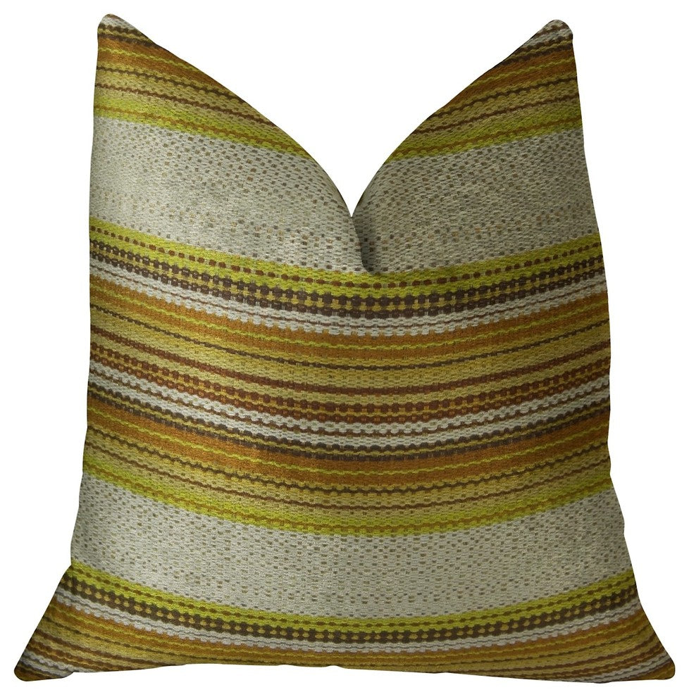 Lexington Park Cream Green and Brown Handmade Luxury Pillow, 20"x26" Standard