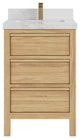 Elizabeth 24 Single Sink Bath Vanity in Light Natural Teak 2" Calacatta Nuvo