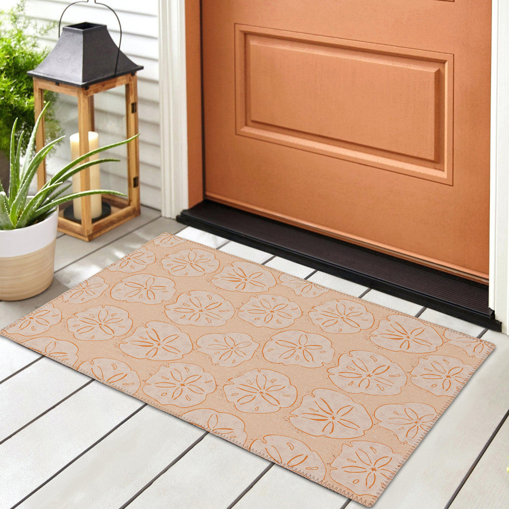Indoor/Outdoor Seabreeze SZ10 Peach Machine Washable 1'8" x 2'6" Rug