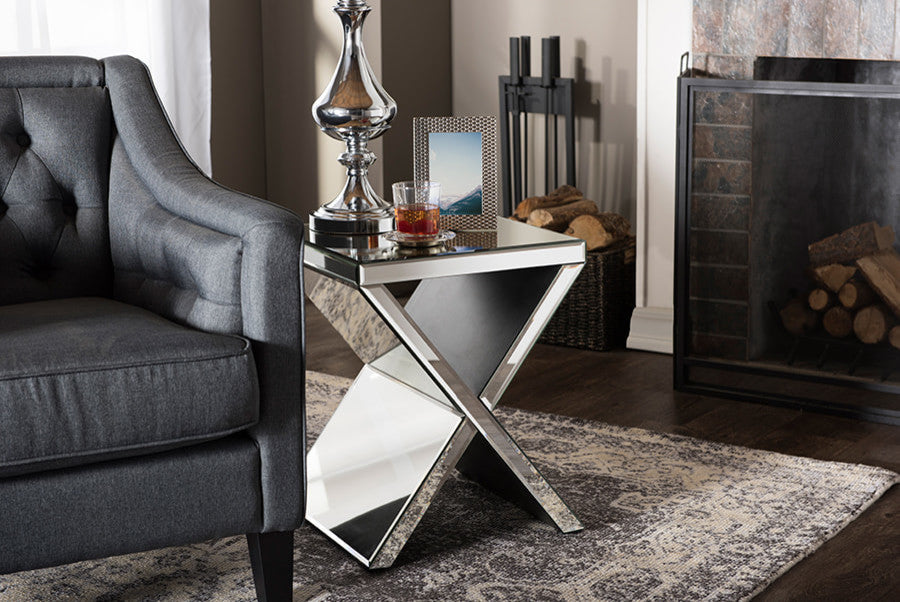 Morris Hollywood Regency Glamour Style Accent Side Table
