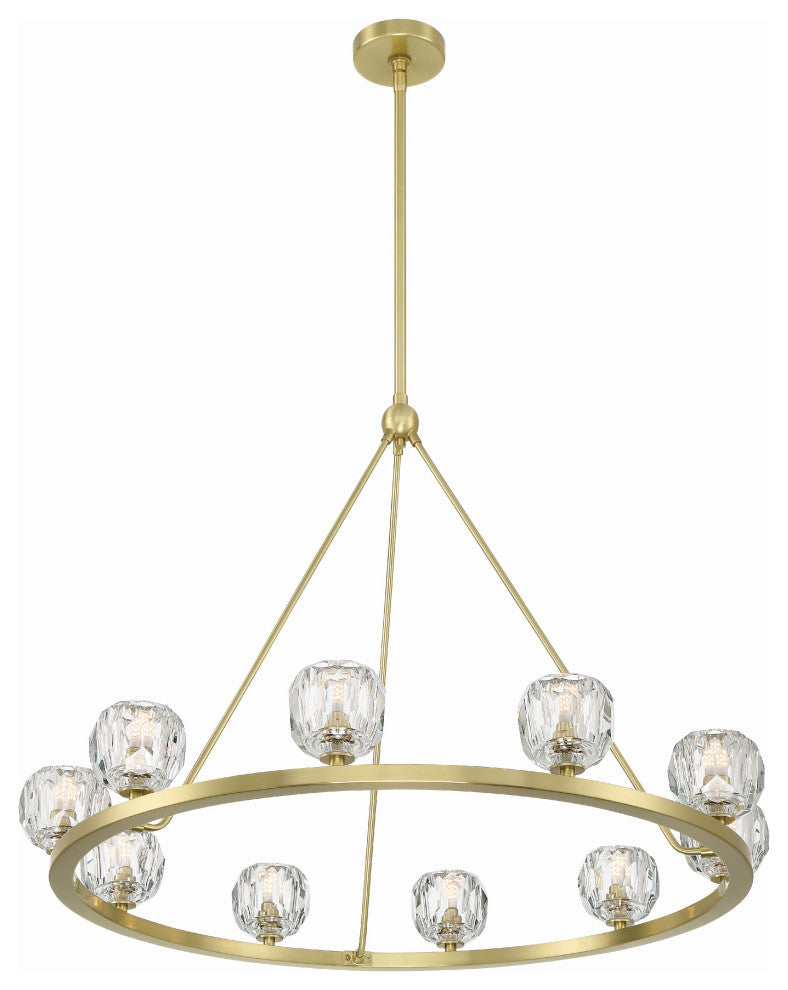 Aragon 10-Light Soft Brass Chandelier, Faceted Cut Crystal