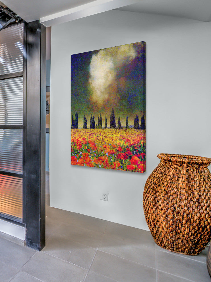 "Poppies and Poplar" Painting Print on Canvas by Chris Vest