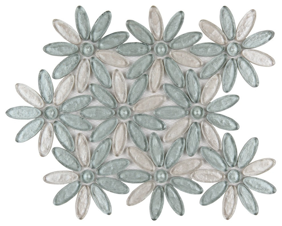 12"x12" Floral Fusion Imagination Mosaic, Set Of 4, Citrifolia