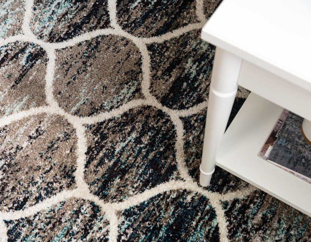 Rug Unique Loom Trellis Frieze Multi/Blue Square 7' 0 x 7' 0