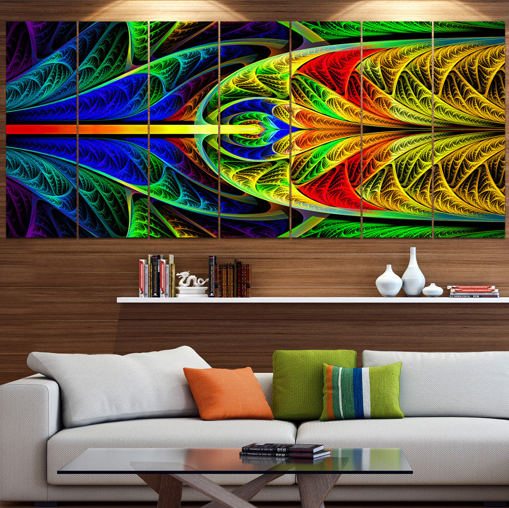 Colorful Stained Glass Texture, Abstract Wall Art Canvas, 83"x32", 7 Panels