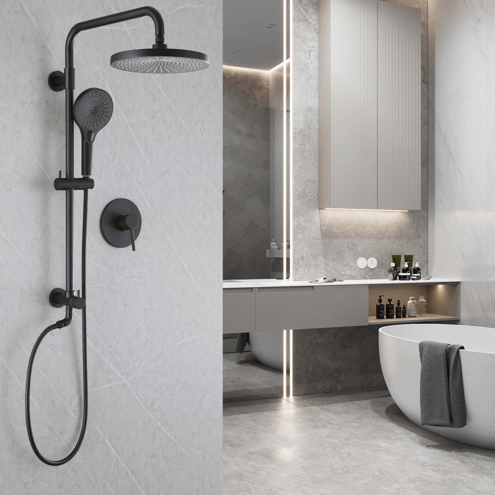 Wall Mounted Shower System with Multi-Function Hand Shower-with Rough-In Valve