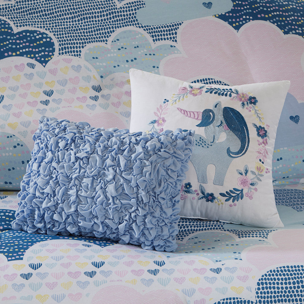 Kids Cotton Comforter/Duvet Cover/Coverlet Set, Blue, Twin, Duvet Cover