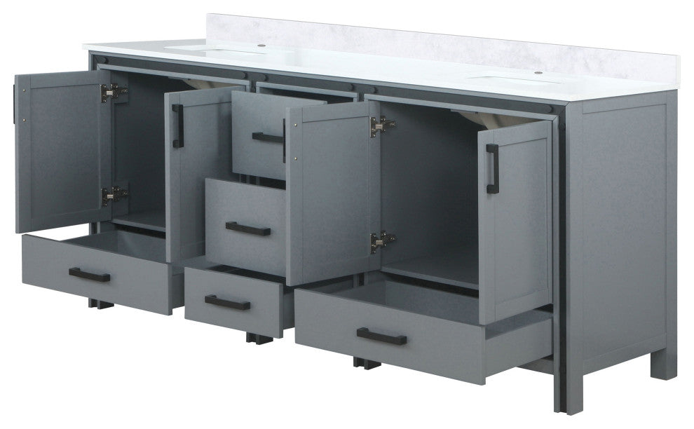 Ziva Transitional Dark Grey 80" Double Vanity, Cultured Marble Top