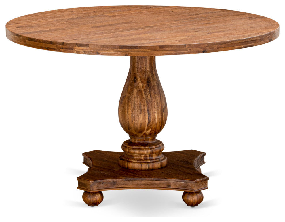 Irving Dining Table, Rustic Rubberwood Table, Sandblasting Antique Walnut Finish