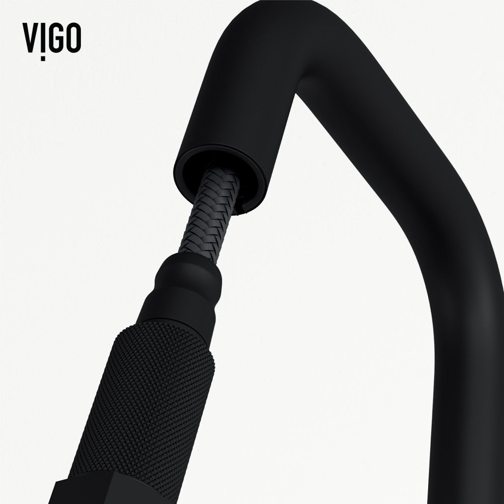 VIGO Hart Angular 18" H Single Handle Pull-Down Kitchen Faucet, Matte Black, Without Extras