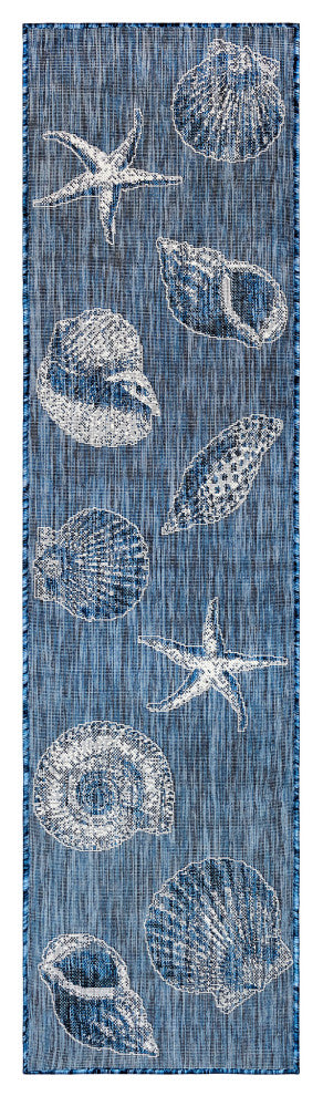 Carmel Shells Indoor/Outdoor Rug, Navy, 1'11"x4'11" Runner