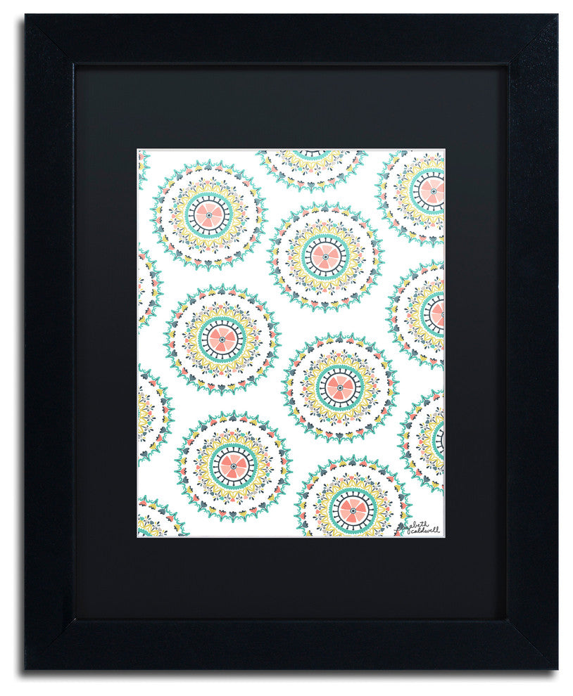 Elizabeth Caldwell 'Suzani Medallions' Art, Black Frame, Black Mat, 11x14