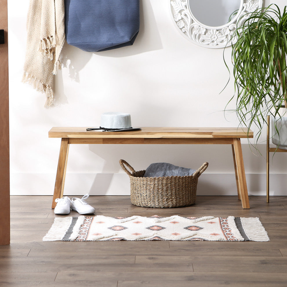 Gray And Blush Printed Off-White Hand-Loomed Shag Rug 2x3 ft.