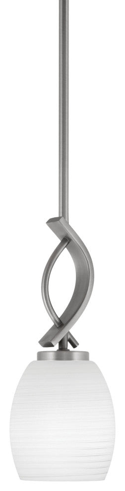 Cavella 1-Light Stem Hung Mini Pendant, Graphite, 5" White Linen Glass