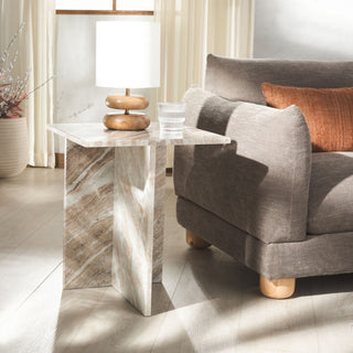 Safavieh Couture Adriano Marble Accent Table, White/Brown