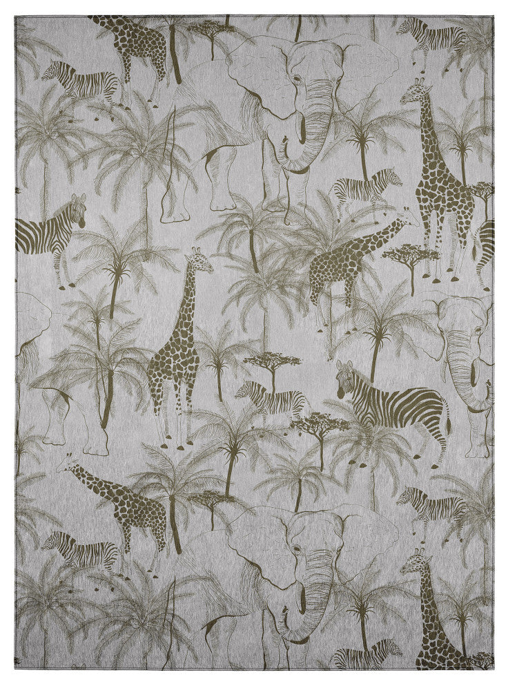 Indoor/Outdoor Tropics TC7 Grey Machine Washable 8' x 10' Rug