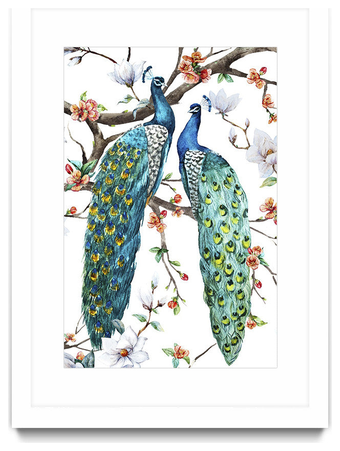 "Paradis Birds I" Matted and Framed, 52"x36"
