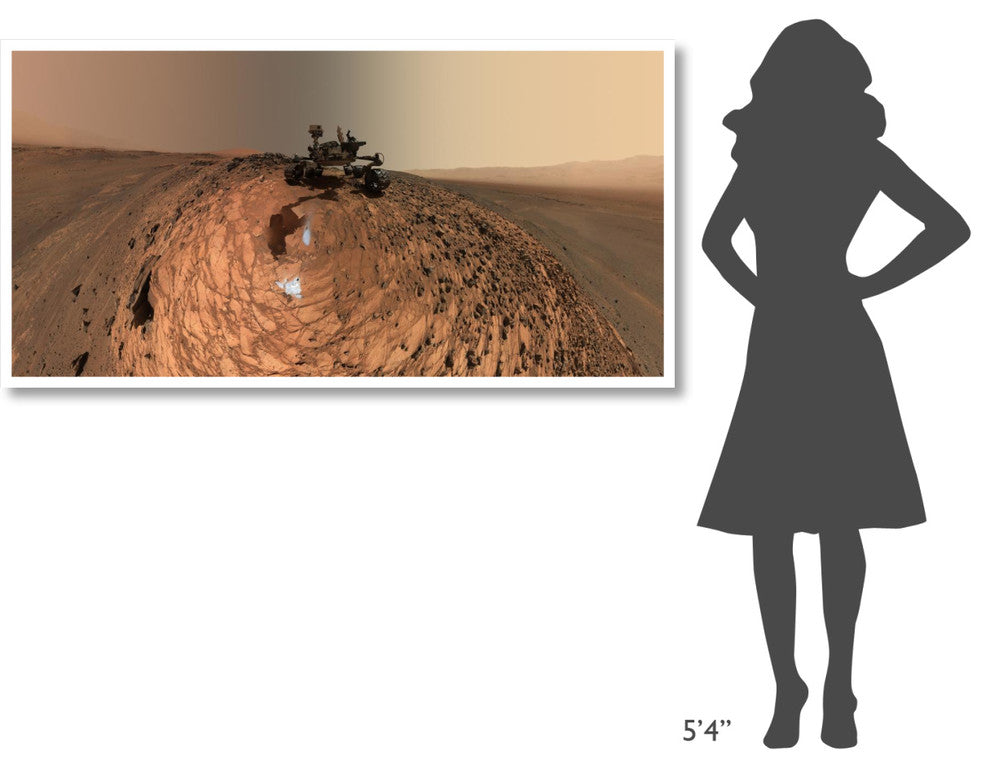 "Curiosity Self-Portrait, Buckskin Drilling Site, Mt Sharp" Paper Art, 62"x32"