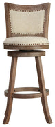 Cortesi Home Marko Bar Stool Beige Fabric Swivel Seat with Padded Back, 29" Seat