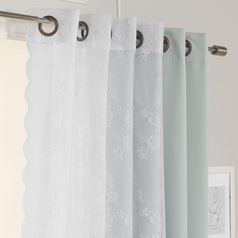 Rose Sheers and Blackout Curtains, Mint, 52"x96"