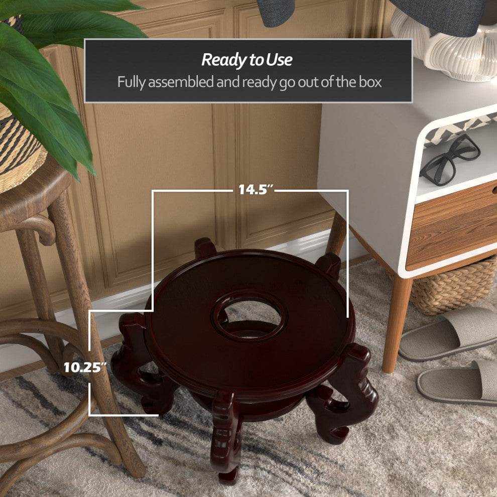 Rosewood Fishbowl Stand, Size 14.5" Base Diameter