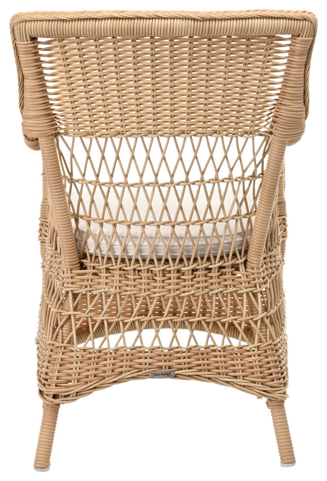 Marie Armchair With Cushion, Natural Finish, Snow White Upholstery